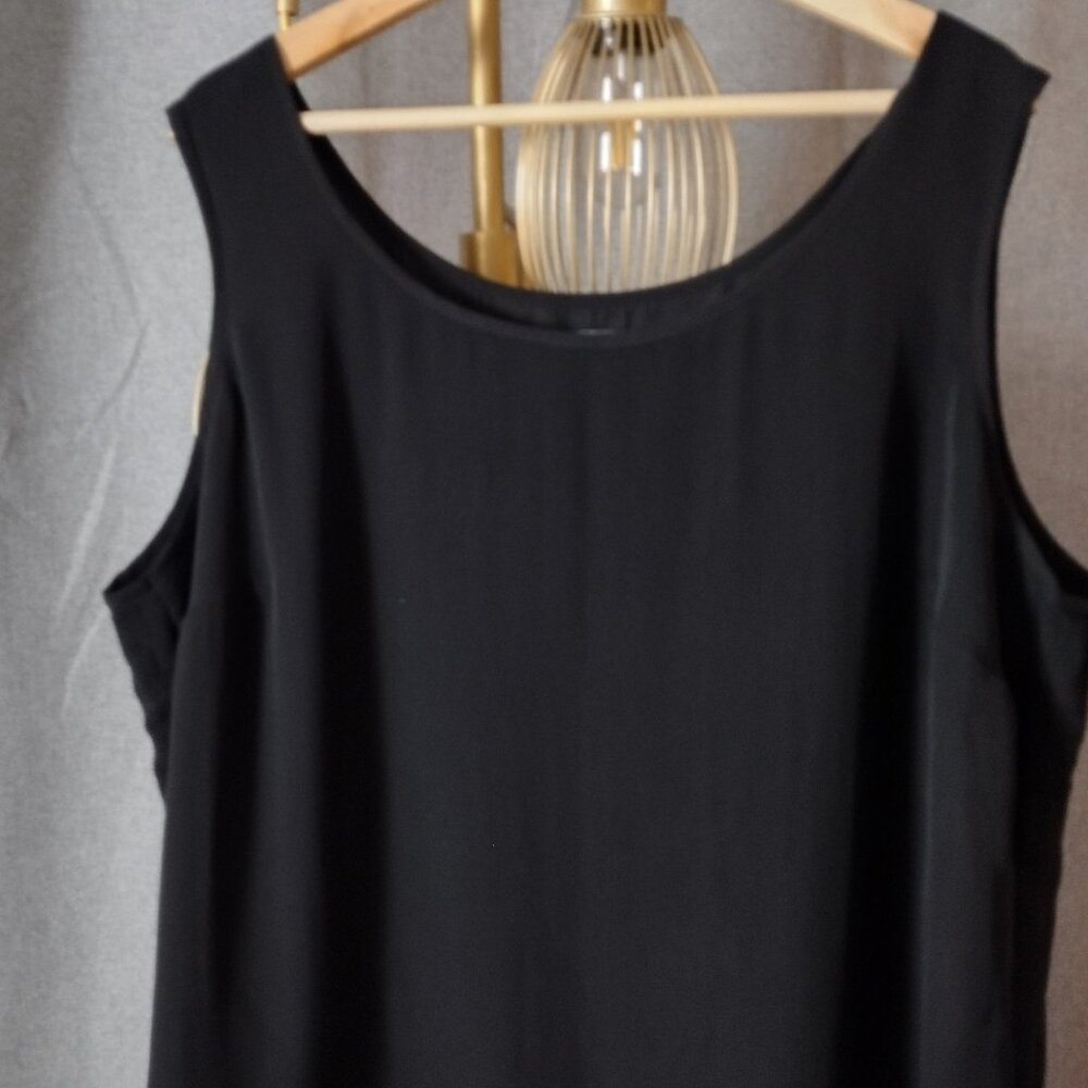 Kate Hill Woman Black 100% Silk Cami Tank Top Size 22 Classic Sleeveless Blouse - Picture 3 of 5